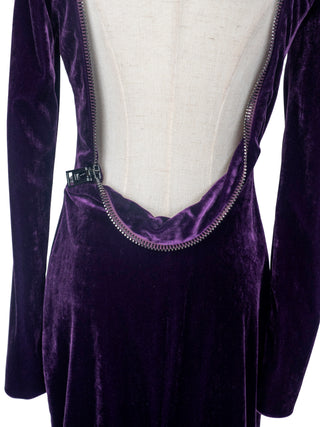 Velvet Open Back Dress with Chunky Zipper Opening