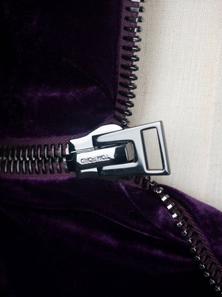 Velvet Open Back Dress with Chunky Zipper Opening
