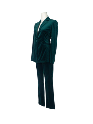 Green Velvet Slim Fit Pant Suit