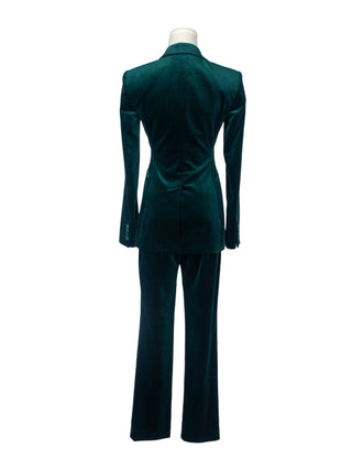 Green Velvet Slim Fit Pant Suit