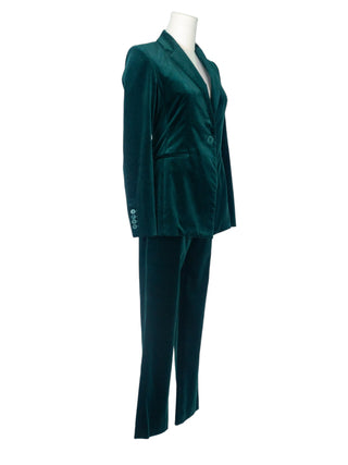 Green Velvet Slim Fit Pant Suit