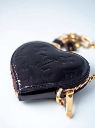 Black Patent Amarante Monogram Vernis Heart Coin Purse