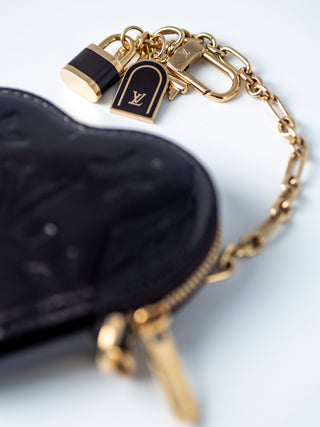 Black Patent Amarante Monogram Vernis Heart Coin Purse