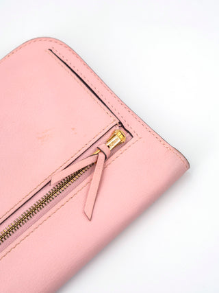 Pink Swift Dogon Long Wallet with Rose Gold Hardware