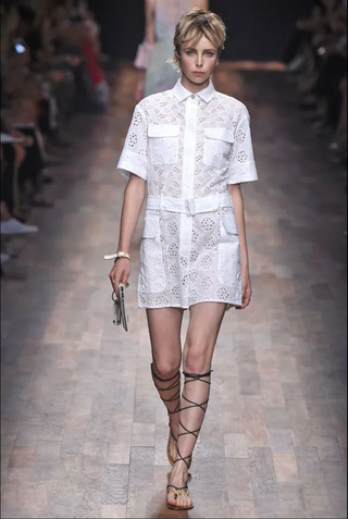 White Cotton Embroidered Lace Eyelet Jumpsuit