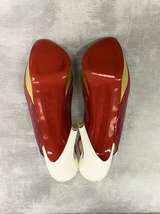 Magenta Peep Toes 14cm Patent Leather Sling Back