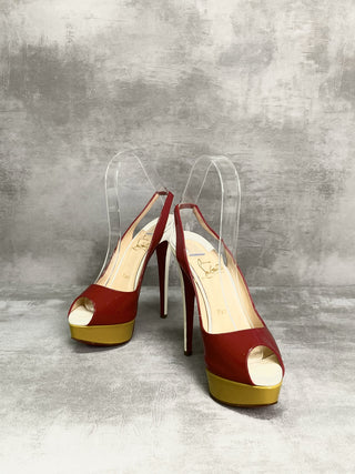 Magenta Peep Toes 14cm Patent Leather Sling Back