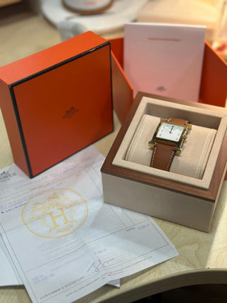 Heure H Watch Gold Plated With Leather Strap