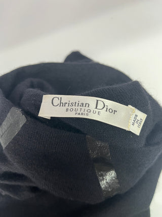Black Cashmere Turtle Neck Sweater With Reflective Tape Stripe Details