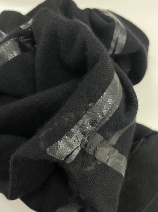 Black Cashmere Turtle Neck Sweater With Reflective Tape Stripe Details