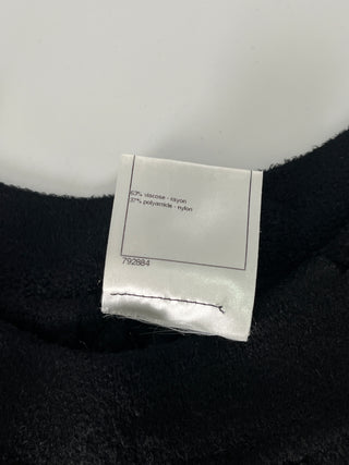 Black Cap Sleeve Velvet-Like Dress