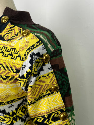 Multicolor Jumper With Gold Buttons