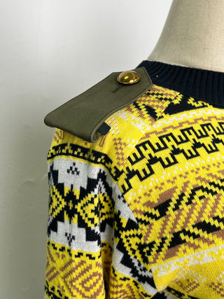 Multicolor Jumper With Gold Buttons