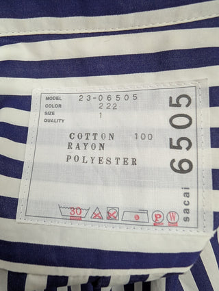 Blue Stripe Sleeveless Top With Drawstrings End