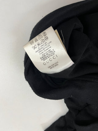 Black V-Neck Top With Gold-Striped Trims