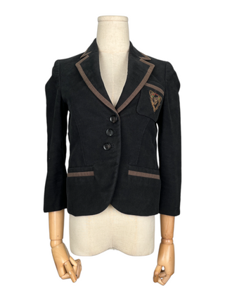 Black Cotton School Jacket With Embroided "G" Logo