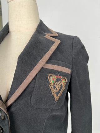 Black Cotton School Jacket With Embroided "G" Logo