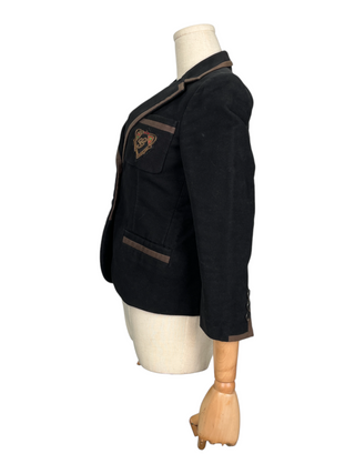 Black Cotton School Jacket With Embroided "G" Logo