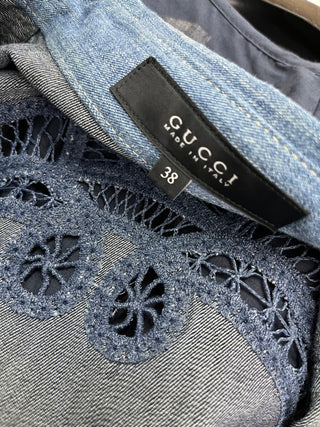 Blue Denim Mid-Length Dress With Belt