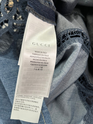 Blue Denim Mid-Length Dress With Belt