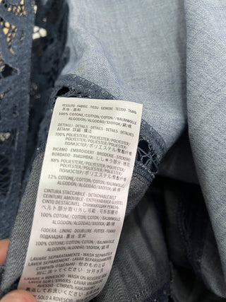 Blue Denim Mid-Length Dress With Belt