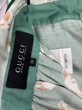 Green Beach Ball Print Halter Neck Silk Dress