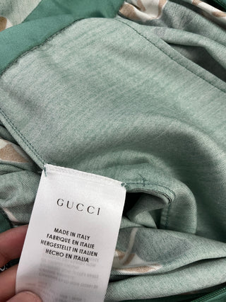 Green Beach Ball Print Halter Neck Silk Dress