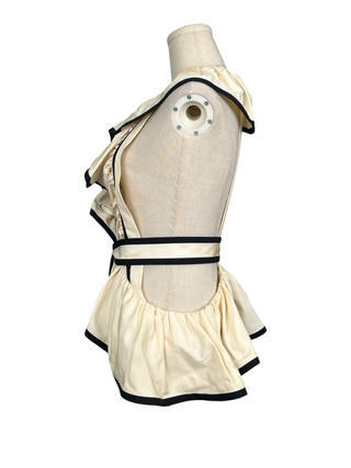 Beige Top With Black Trim And Matching Belt