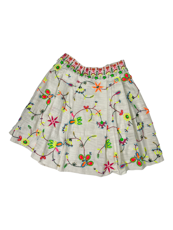 Beige Beaded A-Line Skirt