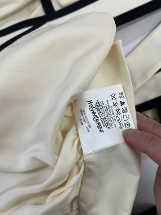 Beige Top With Black Trim And Matching Belt