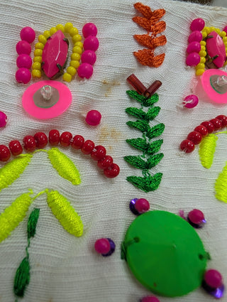 Beige Beaded A-Line Skirt