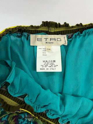 Green Overall Print Silk Skirt
