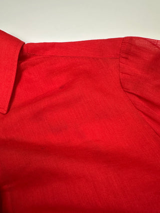 Red Blouse With Tied Sleeves