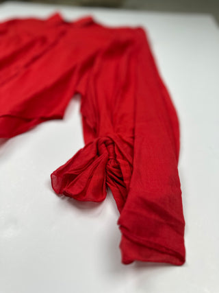 Red Blouse With Tied Sleeves