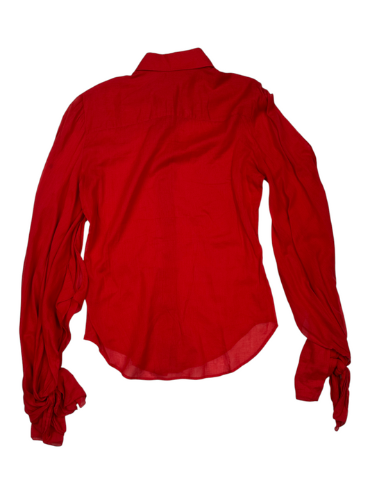 Red Blouse With Tied Sleeves