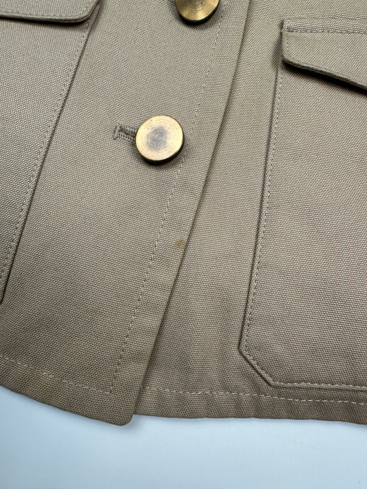Beige Military Style Short Crop Jacket