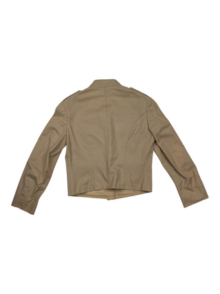 Beige Military Style Short Crop Jacket