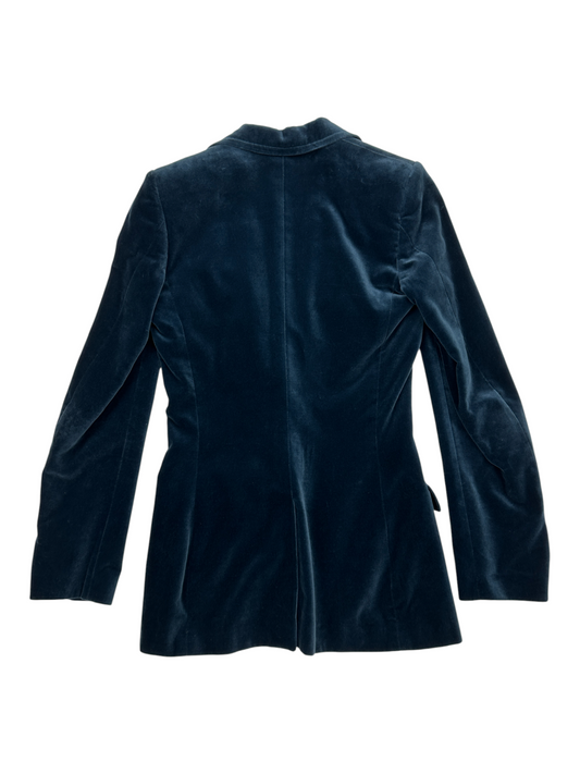 Midnight Blue Velvet Single Breast Jacket