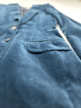 Midnight Blue Velvet Single Breast Jacket