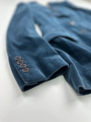 Midnight Blue Velvet Single Breast Jacket