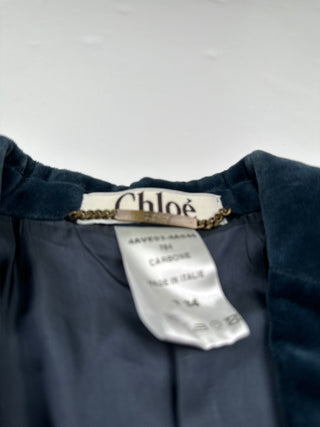 Midnight Blue Velvet Single Breast Jacket