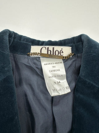 Midnight Blue Velvet Single Breast Jacket