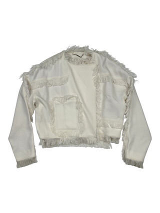 White Frayed Short Jacket