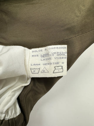 White Shirt With Olive Fitted Waist Vest