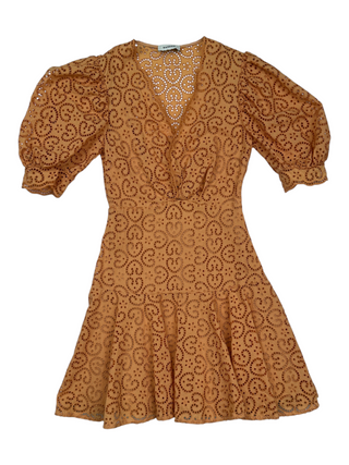 Orange Deep V Cotton Eyelet Dress