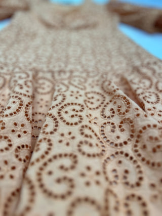 Orange Deep V Cotton Eyelet Dress