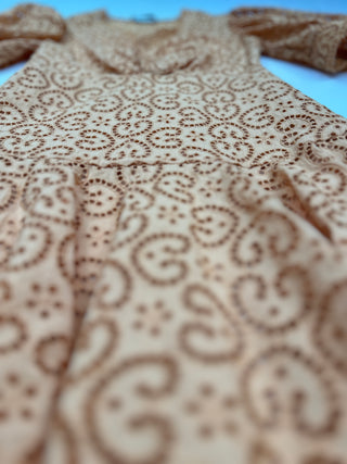 Orange Deep V Cotton Eyelet Dress