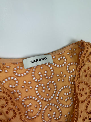 Orange Deep V Cotton Eyelet Dress