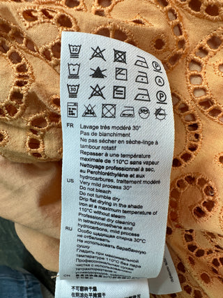 Orange Deep V Cotton Eyelet Dress