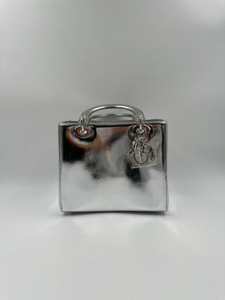 Metallic Silver Lady Dior Handbag